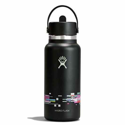 Glitch Collection - 32 oz Bottle with Flex Straw Cap - Glitch Black